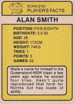 1981 Scanlens #136 Alan Smith Back